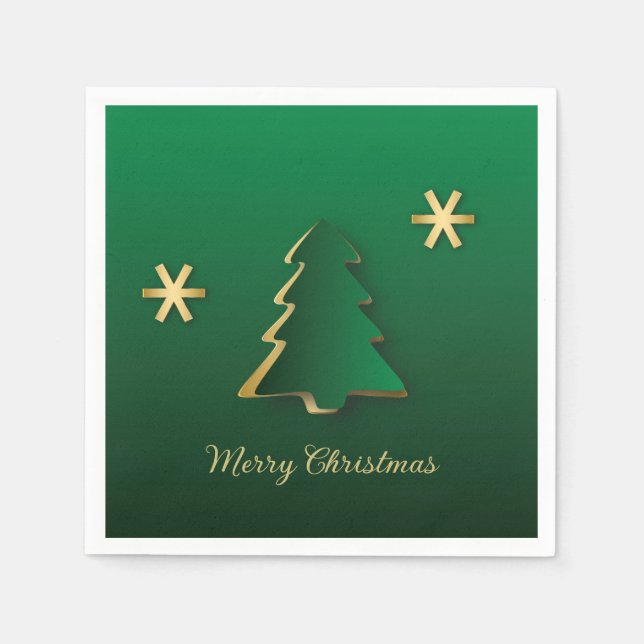 Classy Elegant Gold Green Christmas Tree Napkins (Front)