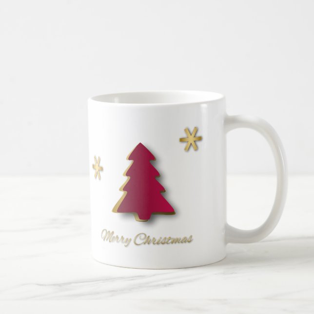 Classy Elegant Gold Red Christmas Tree Coffee Mug (Right)