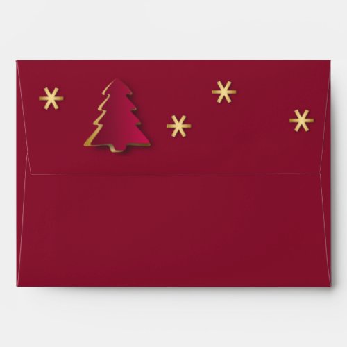 Classy Elegant Gold Red Christmas Tree Envelope