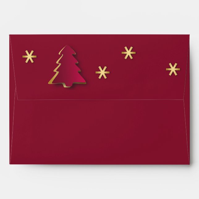 Classy Elegant Gold Red Christmas Tree Envelope (Back (Top Flap))