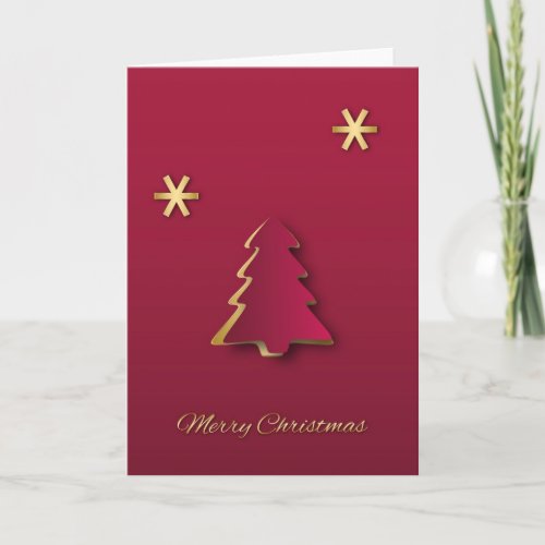 Classy Elegant Gold Red Christmas Tree Holiday Card