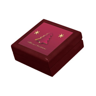 Classy Elegant Gold Red Christmas Tree Jewelry Box