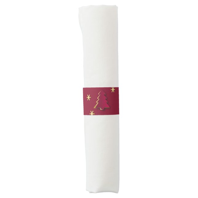 Classy Elegant Gold Red Christmas Tree Napkin Bands (Front)