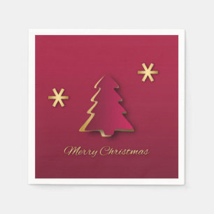 Classy Elegant Gold Red Christmas Tree Napkins