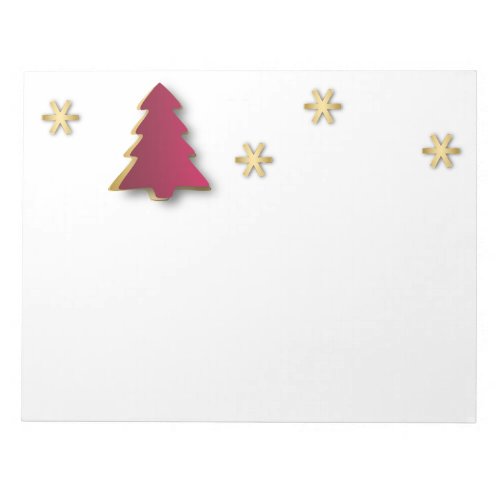 Classy Elegant Gold Red Christmas Tree Notepad