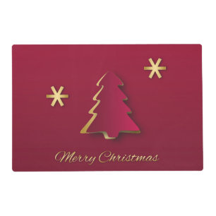 Classy Elegant Gold Red Christmas Tree Placemat