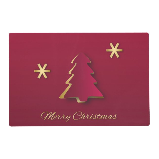 Classy Elegant Gold Red Christmas Tree Placemat (Front)