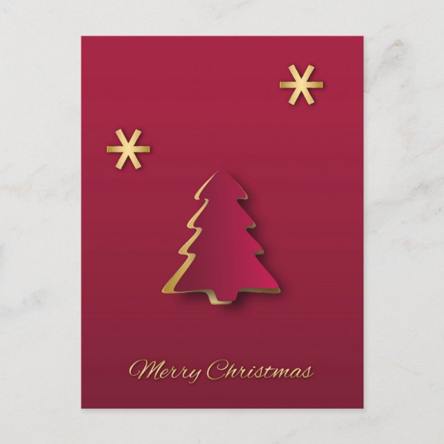 Classy Elegant Gold Red Christmas Tree Postcard (Front)