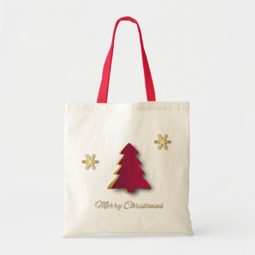 Classy Elegant Gold Red Christmas Tree Tote Bag