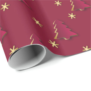 Classy Elegant Gold Red Christmas Tree Wrapping Paper