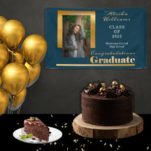 Classy Elegant Gold Text Graduate Photo Banner