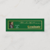 Classy Elegant Gold Text Graduate Photo Green  Mini Business Card (Front)