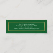 Classy Elegant Gold Text Graduate Photo Green  Mini Business Card (Back)