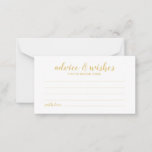 Classy Elegant Gold Wedding Advice and Wishes<br><div class="desc">Classy Elegant Gold Wedding Advice and Wishes Card
featuring title in gold modern script font with details in gold modern sans serif font on white background.

Please Note: The foil details are simulated in the artwork. No actual foil will be used in the making of this product.</div>