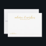 Classy Elegant Gold Wedding Advice Card<br><div class="desc">Classy Elegant Gold Wedding Advice and Wishes Card
featuring title in gold modern script font with details in gold modern sans serif font on white background.

Please Note: The foil details are simulated in the artwork. No actual foil will be used in the making of this product.</div>