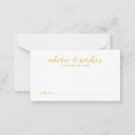 Classy Elegant Gold Wedding Advice Card<br><div class="desc">Classy Elegant Gold Wedding Advice and Wishes Card
featuring title in gold modern script font with details in gold modern sans serif font on white background.

Please Note: The foil details are simulated in the artwork. No actual foil will be used in the making of this product.</div>