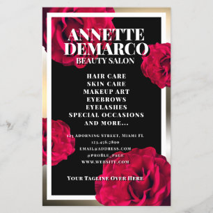 Classy elegant golden frame and rose pattern flyer