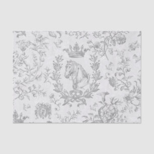 Classy Elegant Gray Equestrian Floral Toile Tissue Paper