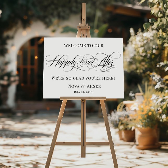 Classy Elegant Happily Ever After Wedding Welcome Foam Board (Creator Uploaded)
