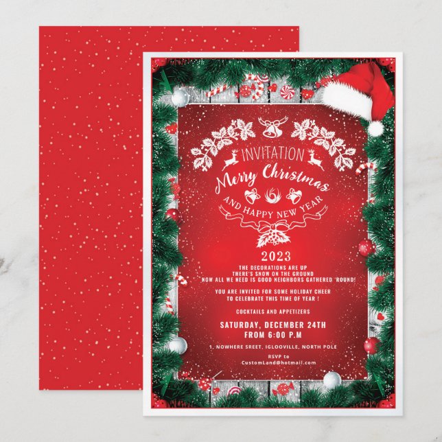 Classy Elegant Holiday Christmas Invitation (Front/Back)
