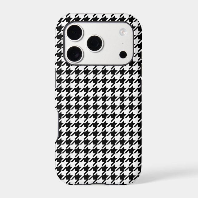 Classy Elegant Houndstooth Pattern Black And White Iphone Case (Back)