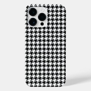 Classy Elegant Houndstooth Pattern Black And White iPhone 14 Pro Max Case