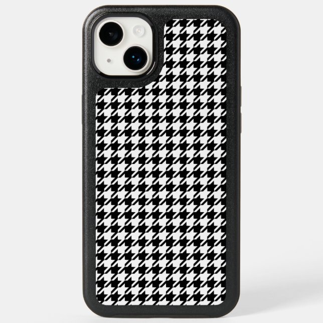 Classy Elegant Houndstooth Pattern Black And White Otterbox iPhone Case (Back)