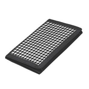 Classy Elegant Houndstooth Pattern Black And White Tri-fold Wallet