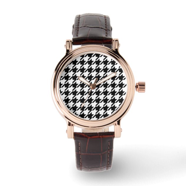 classy elegant houndstooth pattern black and white watch r6986889a95e641caa111fcbe8901bd0f 8hpkvf 630