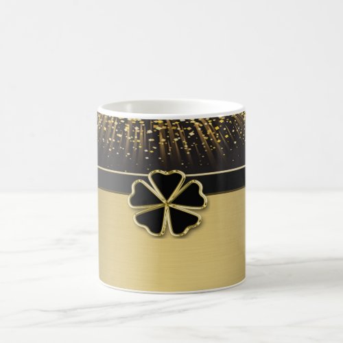 Classy Elegant Irish Shamrock Faux Gold Confetti Coffee Mug