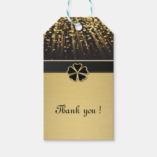 Classy Elegant Irish Shamrock Faux Gold Confetti Gift Tags