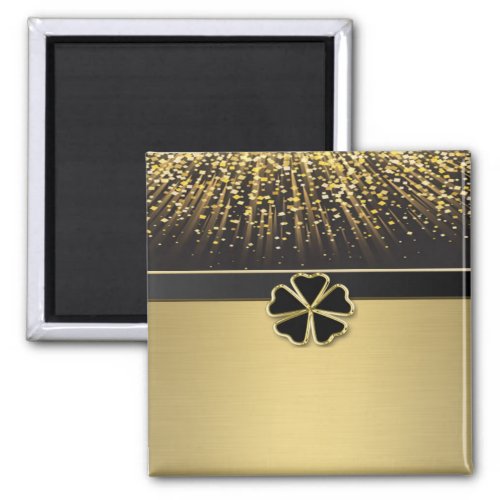 Classy Elegant Irish Shamrock Faux Gold Confetti Magnet