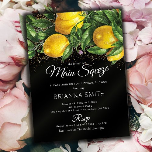 Classy Elegant Lemon Bridal Shower Invitation