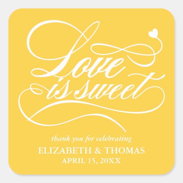 CLASSY ELEGANT LOVE IS SWEET WEDDING STICKERS (Front)
