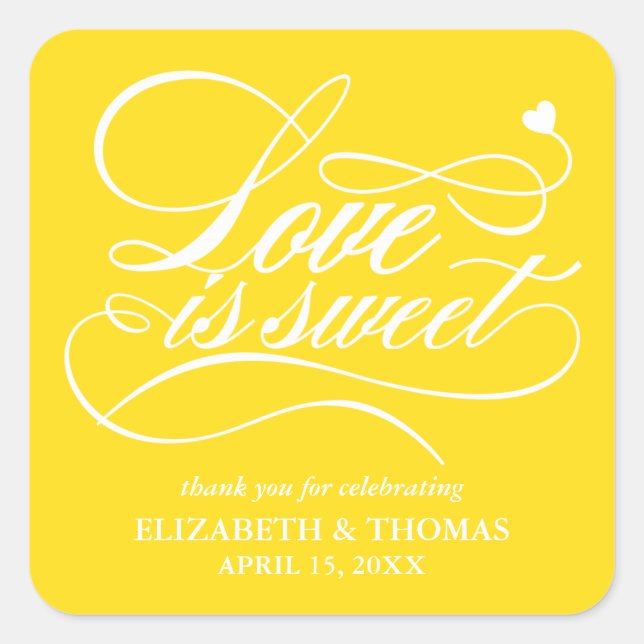 CLASSY ELEGANT LOVE IS SWEET WEDDING STICKERS (Front)