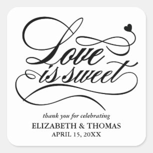 CLASSY ELEGANT LOVE IS SWEET WEDDING STICKERS