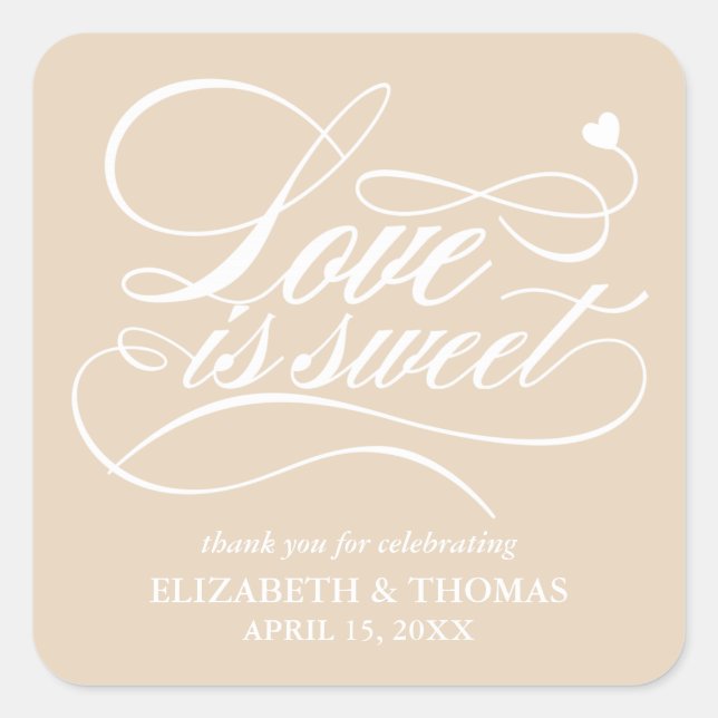 CLASSY ELEGANT LOVE IS SWEET WEDDING STICKERS (Front)
