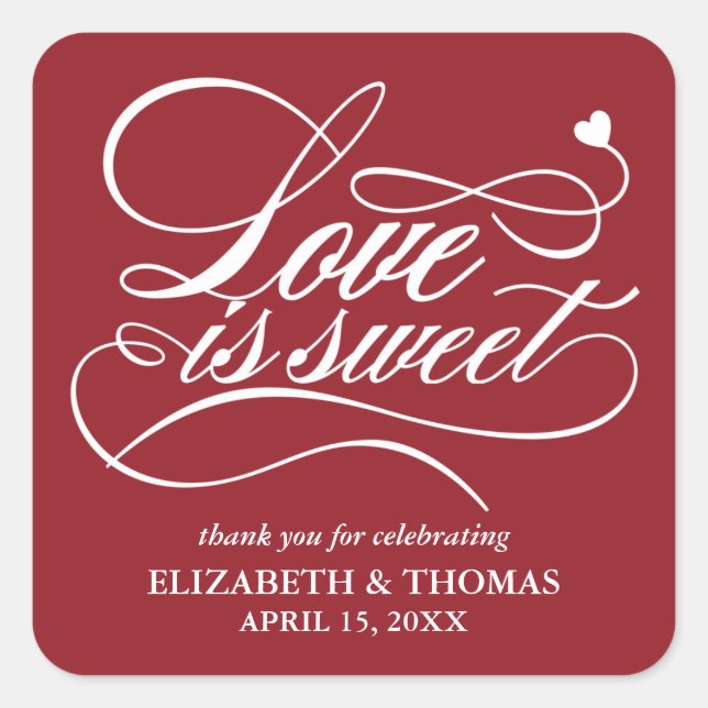 CLASSY ELEGANT LOVE IS SWEET WEDDING STICKERS (Front)