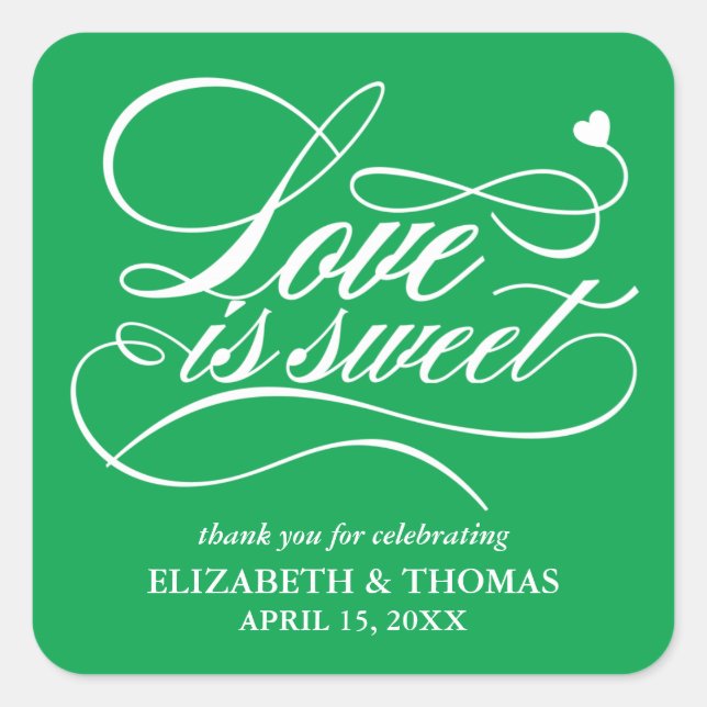 CLASSY ELEGANT LOVE IS SWEET WEDDING STICKERS (Front)