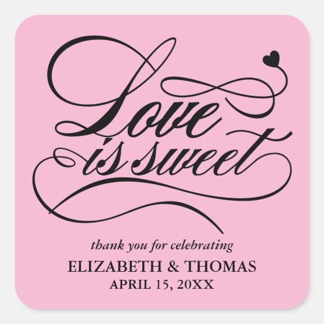 CLASSY ELEGANT LOVE IS SWEET WEDDING STICKERS (Front)