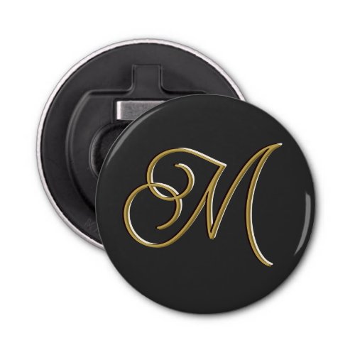  Classy Elegant Luxury Black Gold Minimal Monogram Bottle Opener