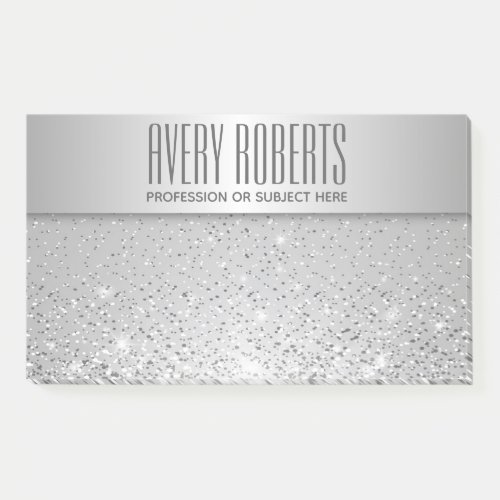 Classy Elegant Luxury Silver Glitter Post_it Notes