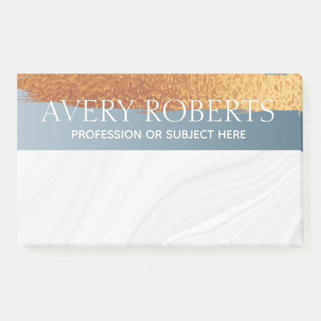Classy Elegant Luxury steel blue gold stripe Post-it Notes (Front)