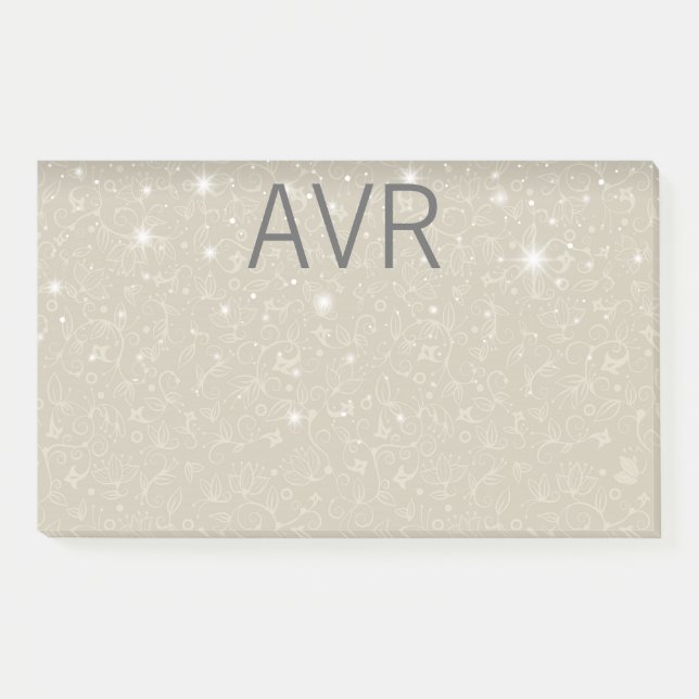Classy Elegant Luxury white gold Glitter Post-it Notes (Front)