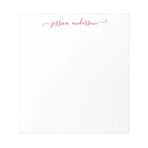 Classy Elegant Magenta Pink Feminine Girly Script Notepad