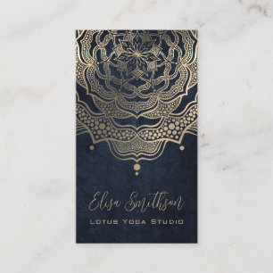  Classy Elegant Mandala Chic Luxury Gold Navy Blue Business Card