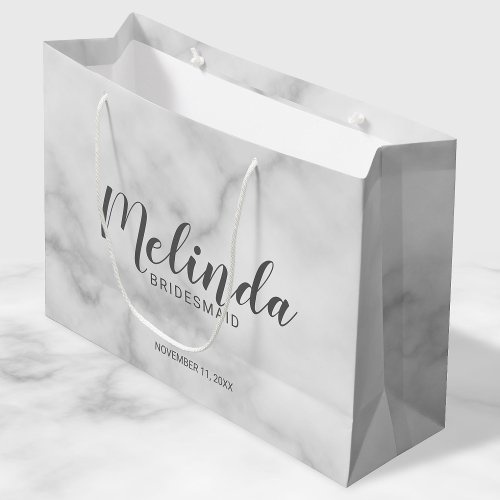 Classy Elegant Marble Personalized Bridesmaids Large Gift Bag