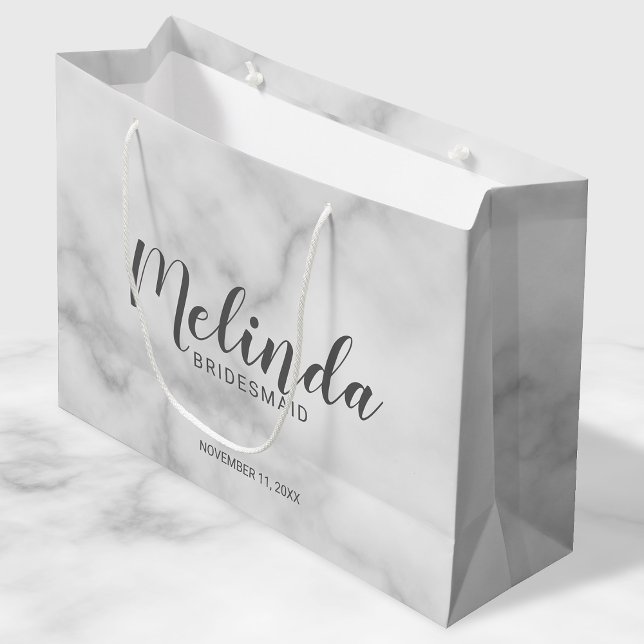Classy Elegant Marble Personalized Bridesmaids Large Gift Bag (Creator Uploaded)