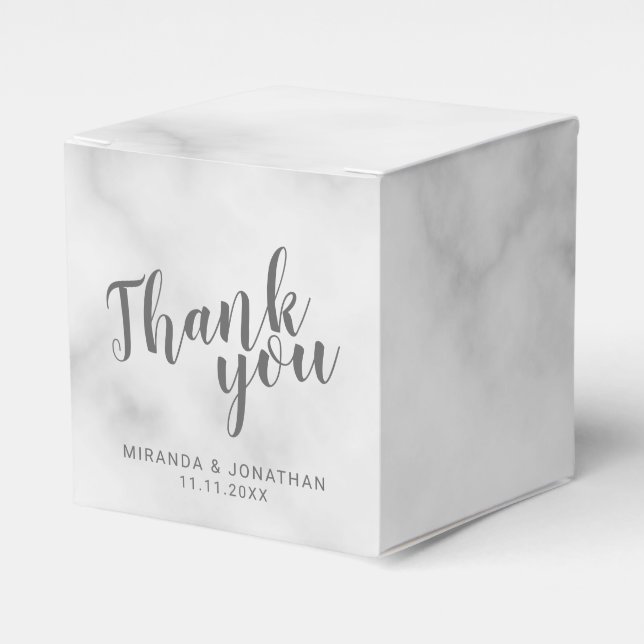 Classy Elegant Marble Wedding Favor Boxes (Front Side)