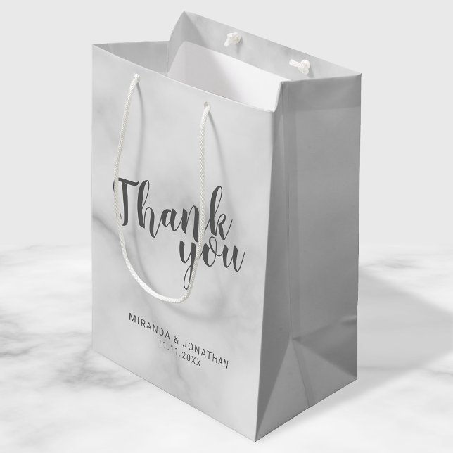 Classy Elegant Marble Wedding Favor Medium Gift Bag (Creator Uploaded)